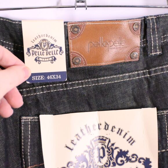 NWT VTG Pelle Pelle Mens 46x34 Blue Streak Baggy Y2K 2000s Hip Hop Jeans - Picture 4 of 10